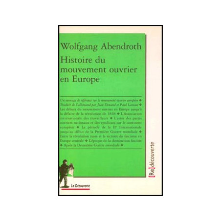 Livre HISTOIRE DU MOUVEMENT OUVRIER EN EUROPE