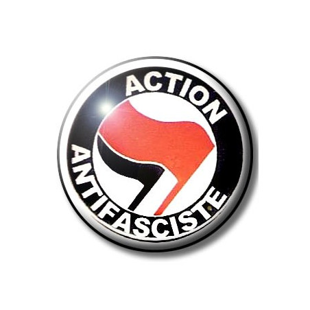 Badge ACTION ANTIFASCISTE (ROUGE & NOIR)