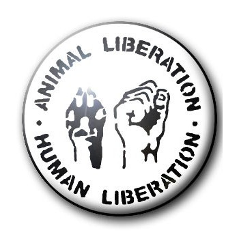 Button ANIMAL LIBERATION - HUMAN LIBERATION (WHITE)