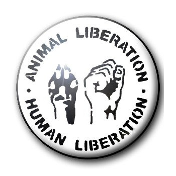 Badge ANIMAL LIBERATION - HUMAN LIBERATION (BLANC)