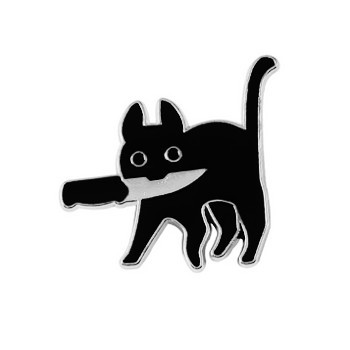 ENAMEL PIN BLACK CAT KNIFE