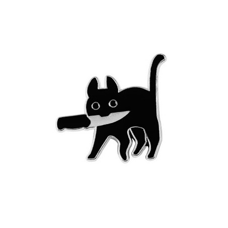 ENAMEL PIN BLACK CAT KNIFE