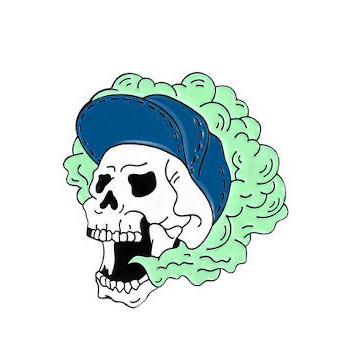 ENAMEL PIN SMOKING SKULL